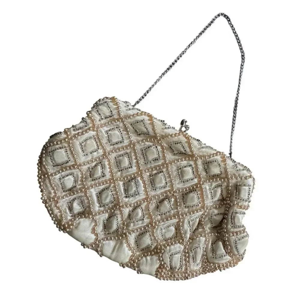 VTG Beaded Purse Bag by Debbie Made‎ in Japan Flapper Night Out Chain READ